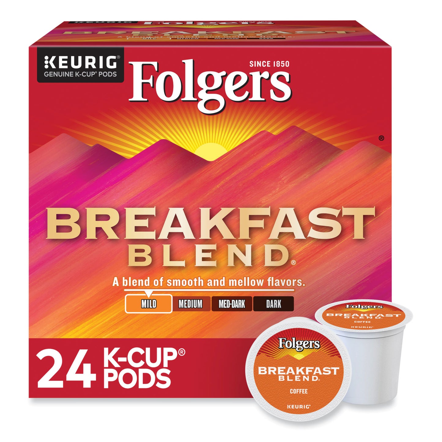 Folgers Breakfast Blend Coffee K-Cups, 24/Box (0448)