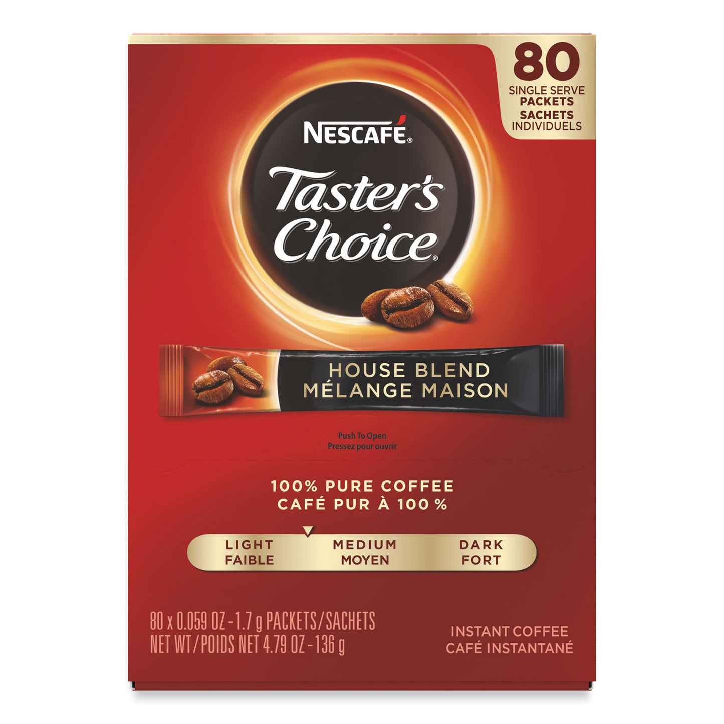 Nescaf Taster's Choice Stick Pack, House Blend, 80/Box (15782)