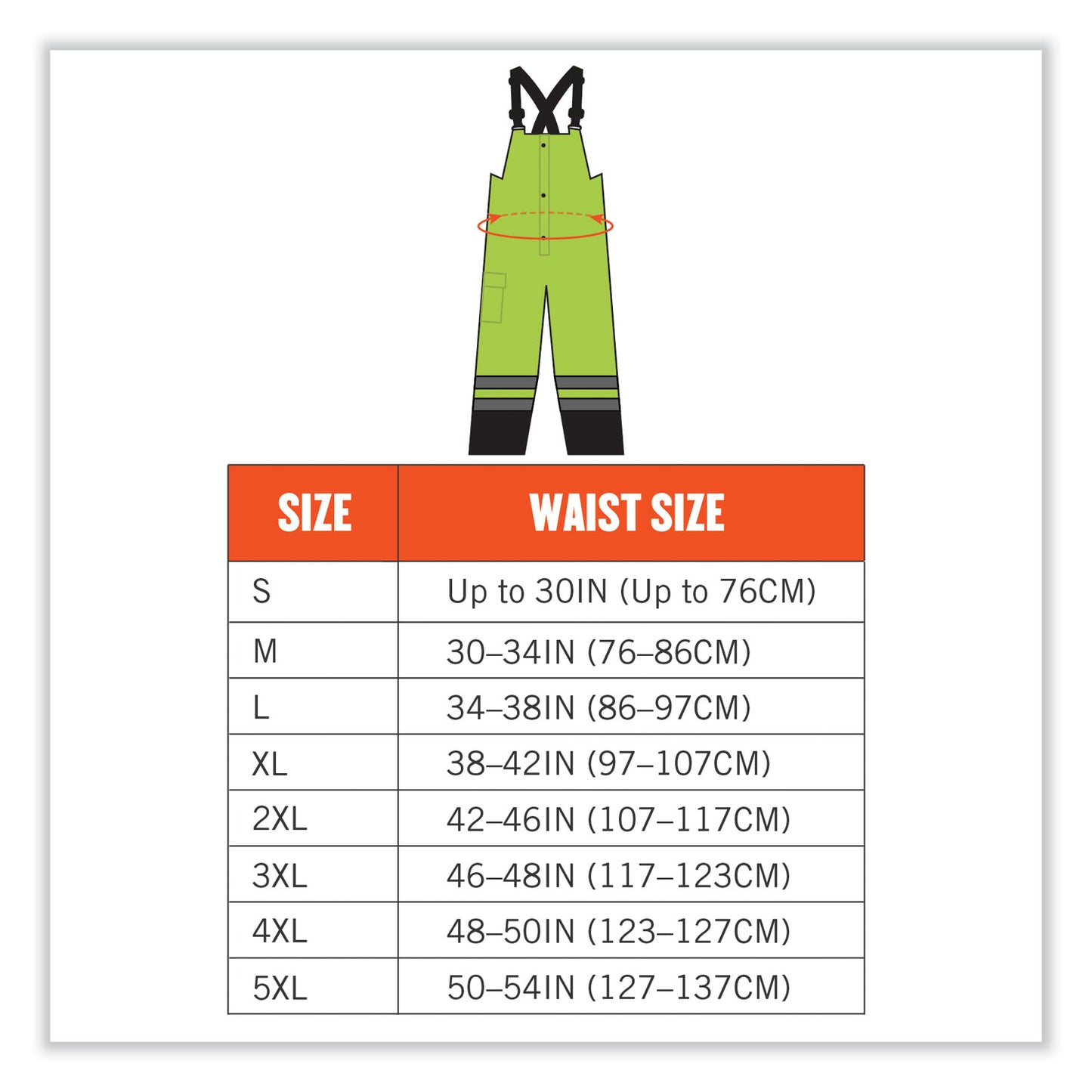 ergodyne GloWear 8918BK Class E Hi-Vis Rain Bibs Black Bottom, Medium, Lime (25013)