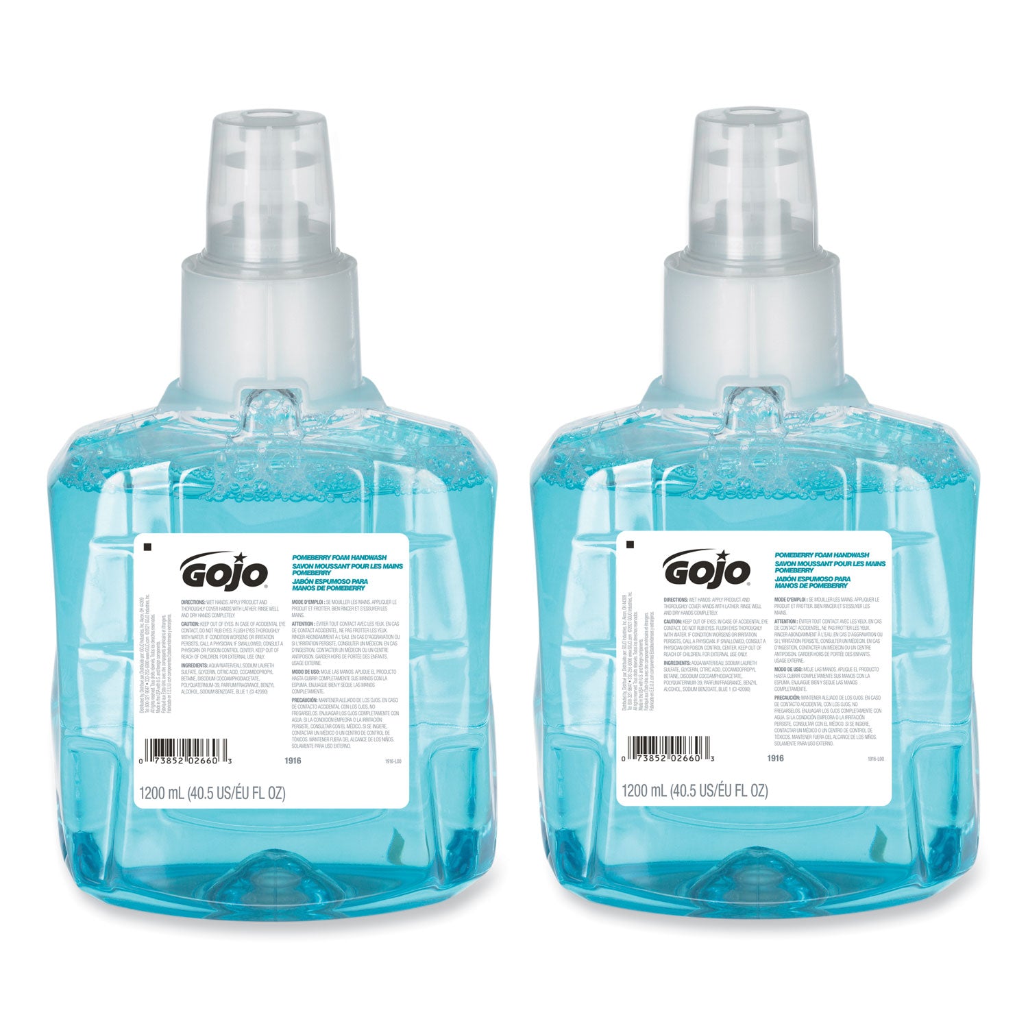 GOJO Pomeberry Foam Handwash Refill, For LTX-12 Dispenser, Pomegranate Scent, 1,200 mL, 2/Carton (191602CT)