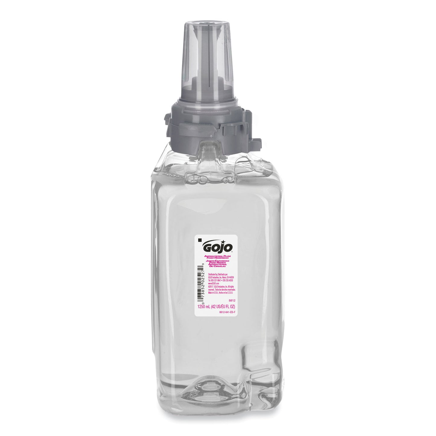 GOJO Antibacterial Foam Hand Wash Refill, For ADX-12 Dispenser, Plum Scent, 1,250 mL, 3/Carton (881203CT)