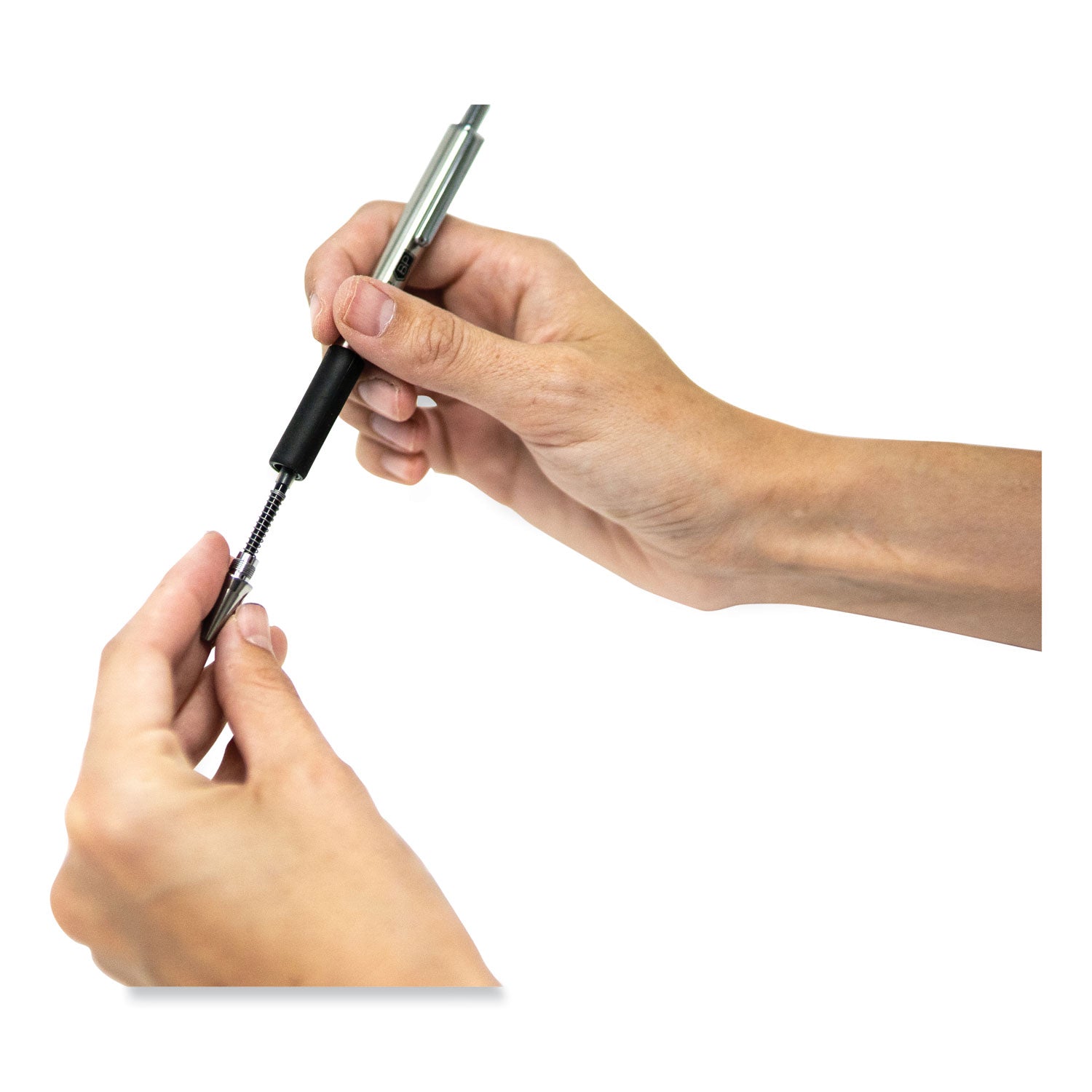 Zebra F-402 Ballpoint Pen, Retractable, Fine 0.7 mm, Black Ink, Stainless Steel/Black Barrel (29210)