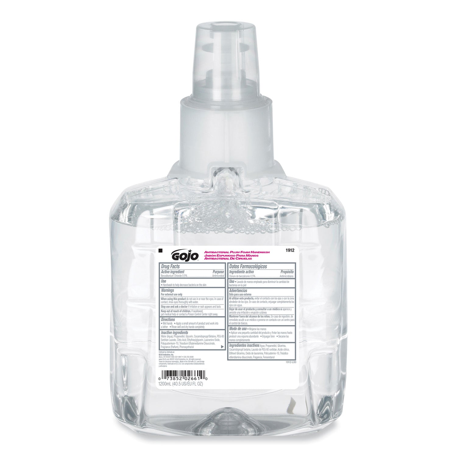 GOJO Antibacterial Foam Hand Wash Refill, For LTX-12 Dispenser, Plum Scent, 1,200 mL, 2/Carton (191202CT)