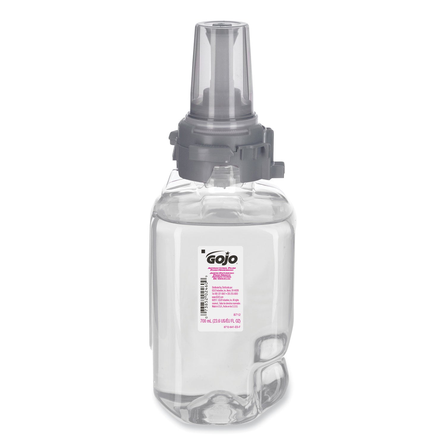 GOJO Antibacterial Foam Hand Wash Refill for ADX-7 Dispensers, Plum Scent, 700 mL, 4/Carton (871204)