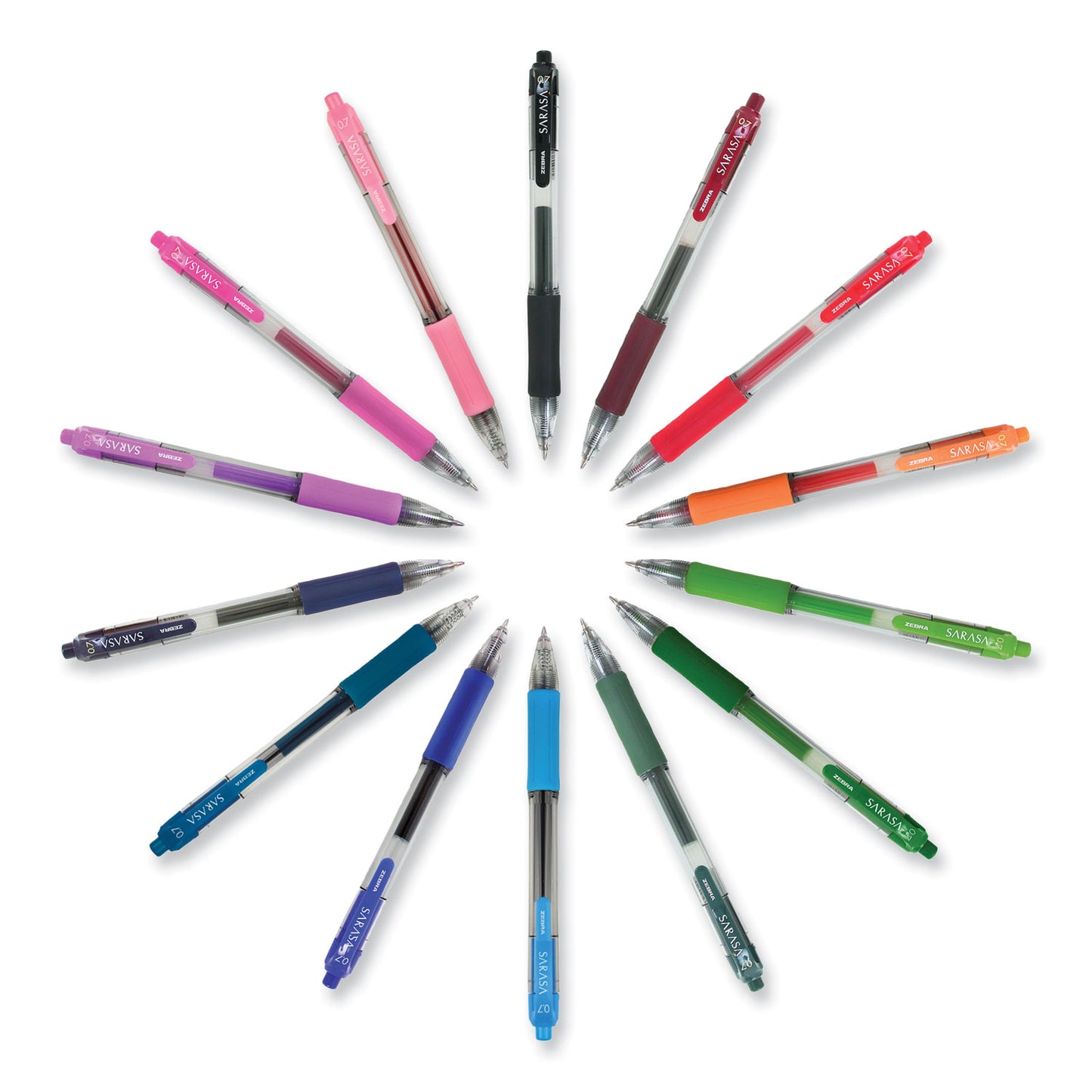 Zebra Sarasa Dry Gel X20 Gel Pen, Retractable, Medium 0.7 mm, Assorted Ink and Barrel Colors, 14/Pack (46824)