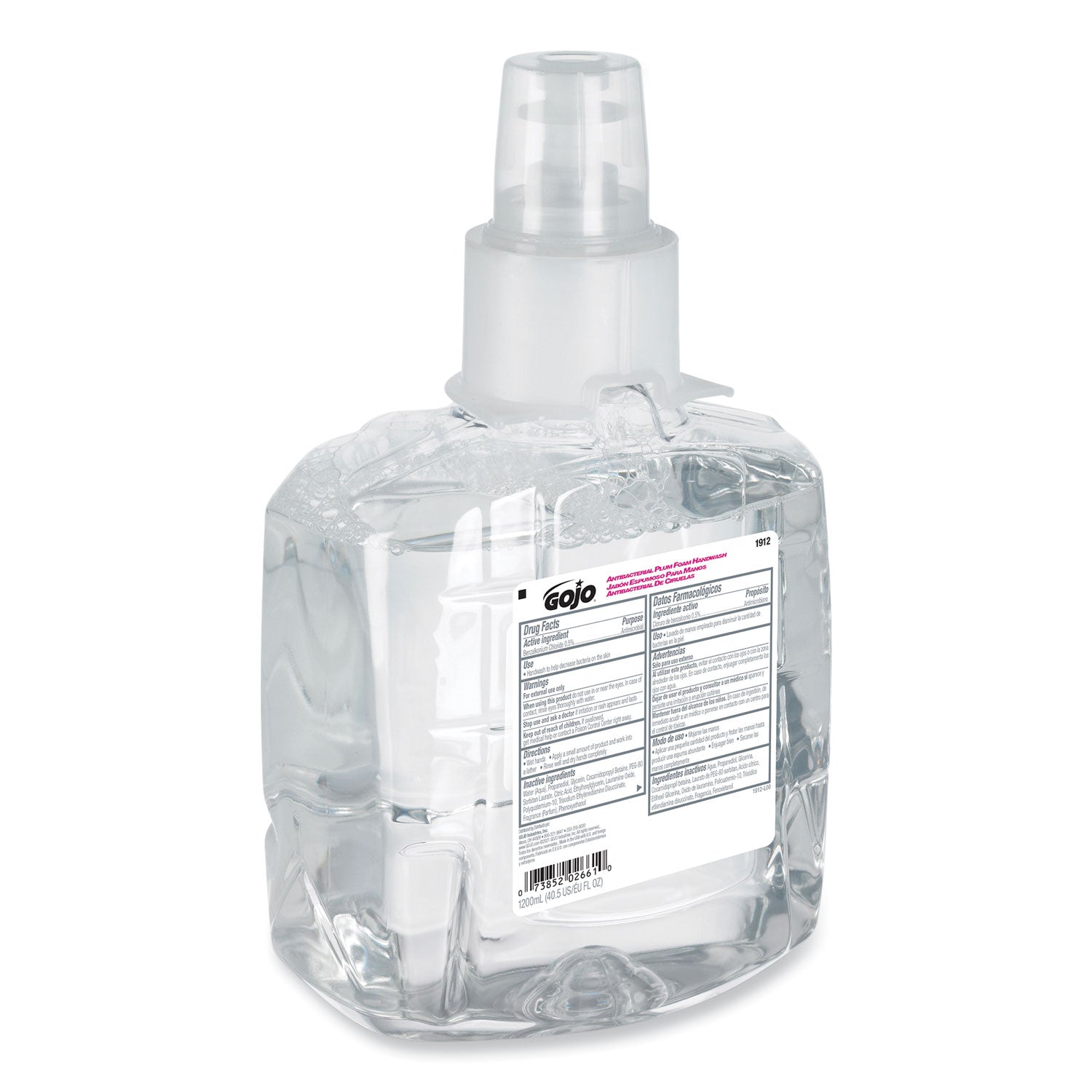 GOJO Antibacterial Foam Hand Wash Refill, For LTX-12 Dispenser, Plum Scent, 1,200 mL (191202EA)