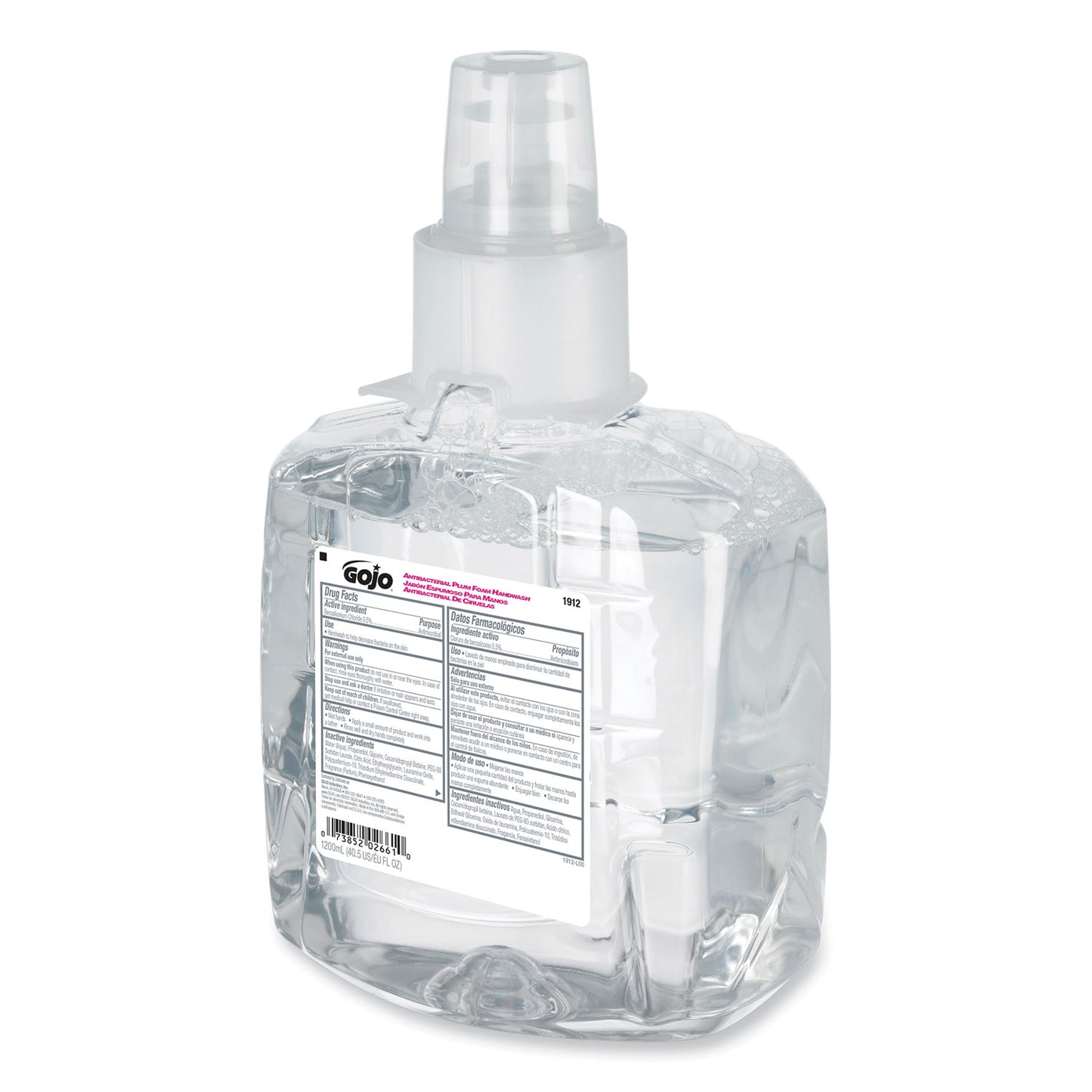 GOJO Antibacterial Foam Hand Wash Refill, For LTX-12 Dispenser, Plum Scent, 1,200 mL (191202EA)
