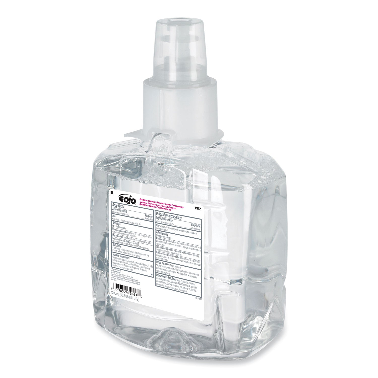 GOJO Antibacterial Foam Hand Wash Refill, For LTX-12 Dispenser, Plum Scent, 1,200 mL (191202EA)