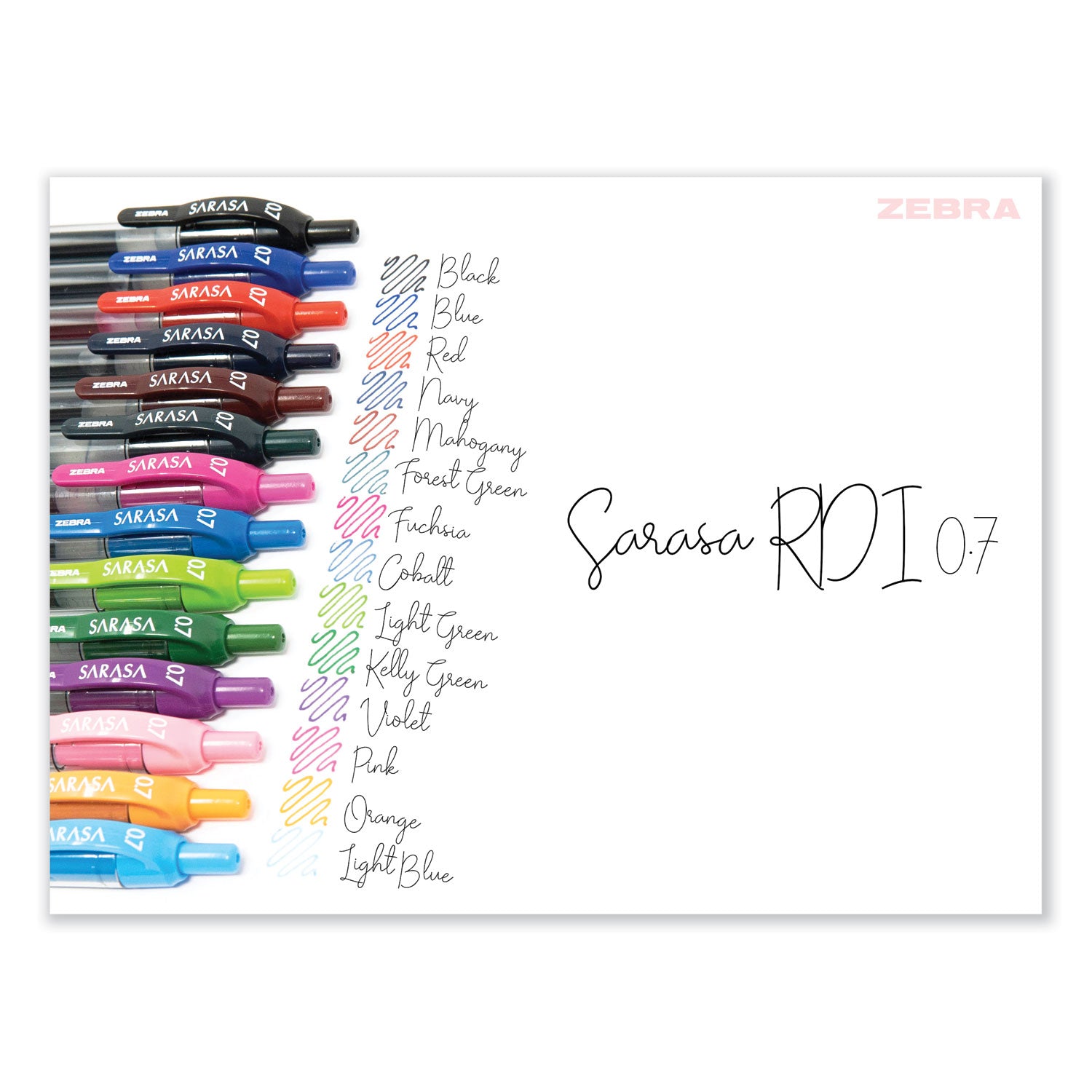 Zebra Sarasa Dry Gel X20 Gel Pen, Retractable, Medium 0.7 mm, Assorted Ink and Barrel Colors, 14/Pack (46824)