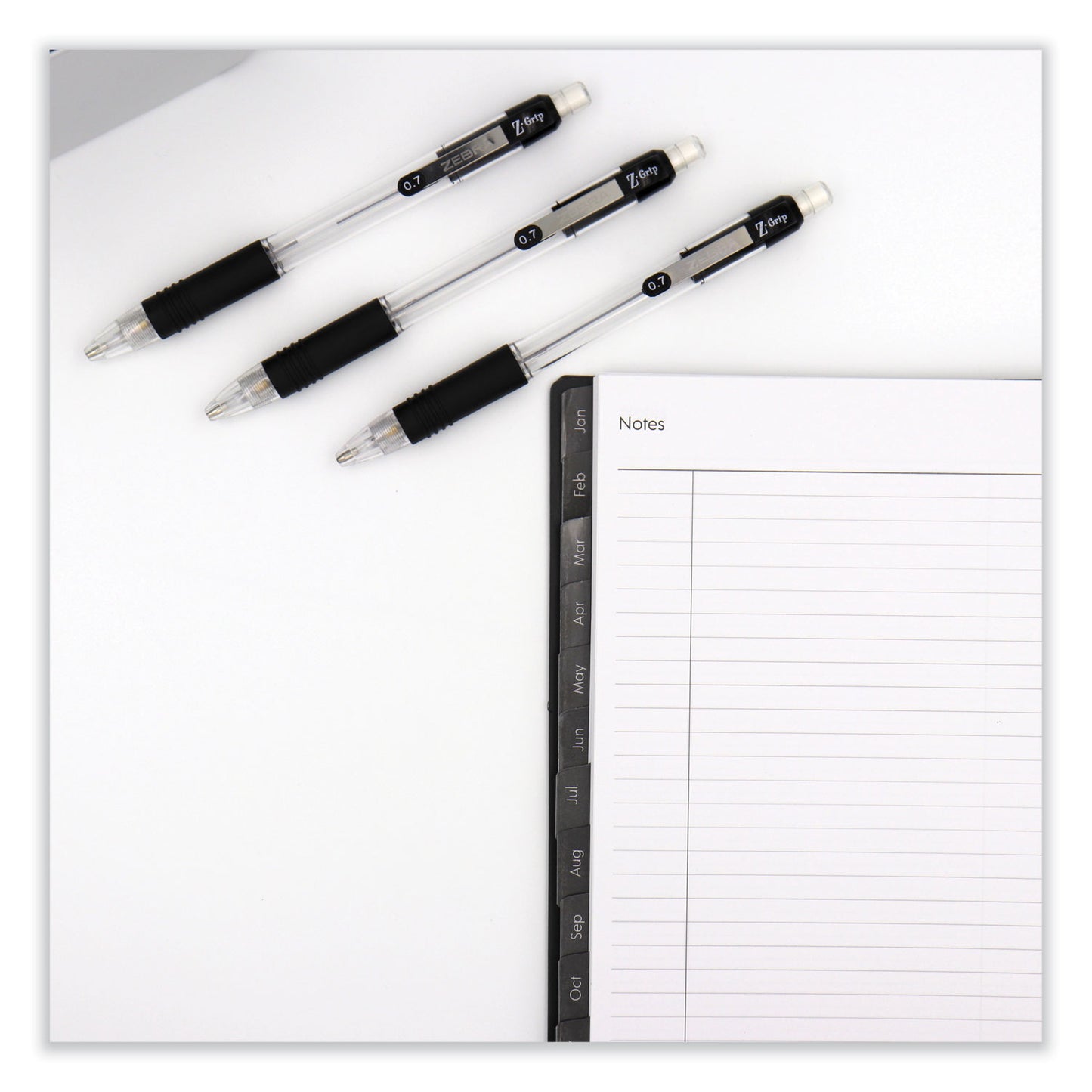 Zebra Z-Grip Mechanical Pencil, 0.7 mm, HB (#2), Black Lead, Clear/Black Barrel, Dozen (52410)