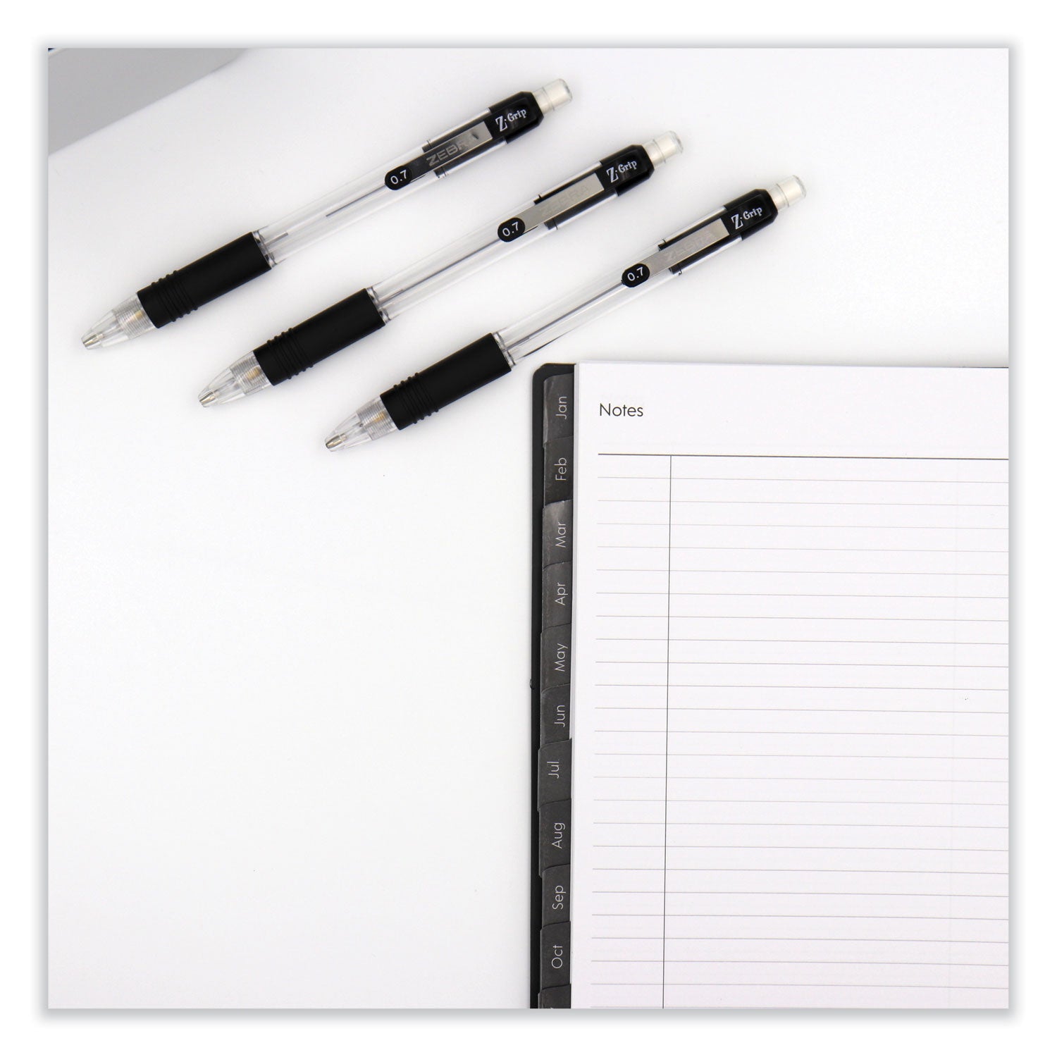 Zebra Z-Grip Mechanical Pencil, 0.7 mm, HB (#2), Black Lead, Clear/Black Barrel, Dozen (52410)