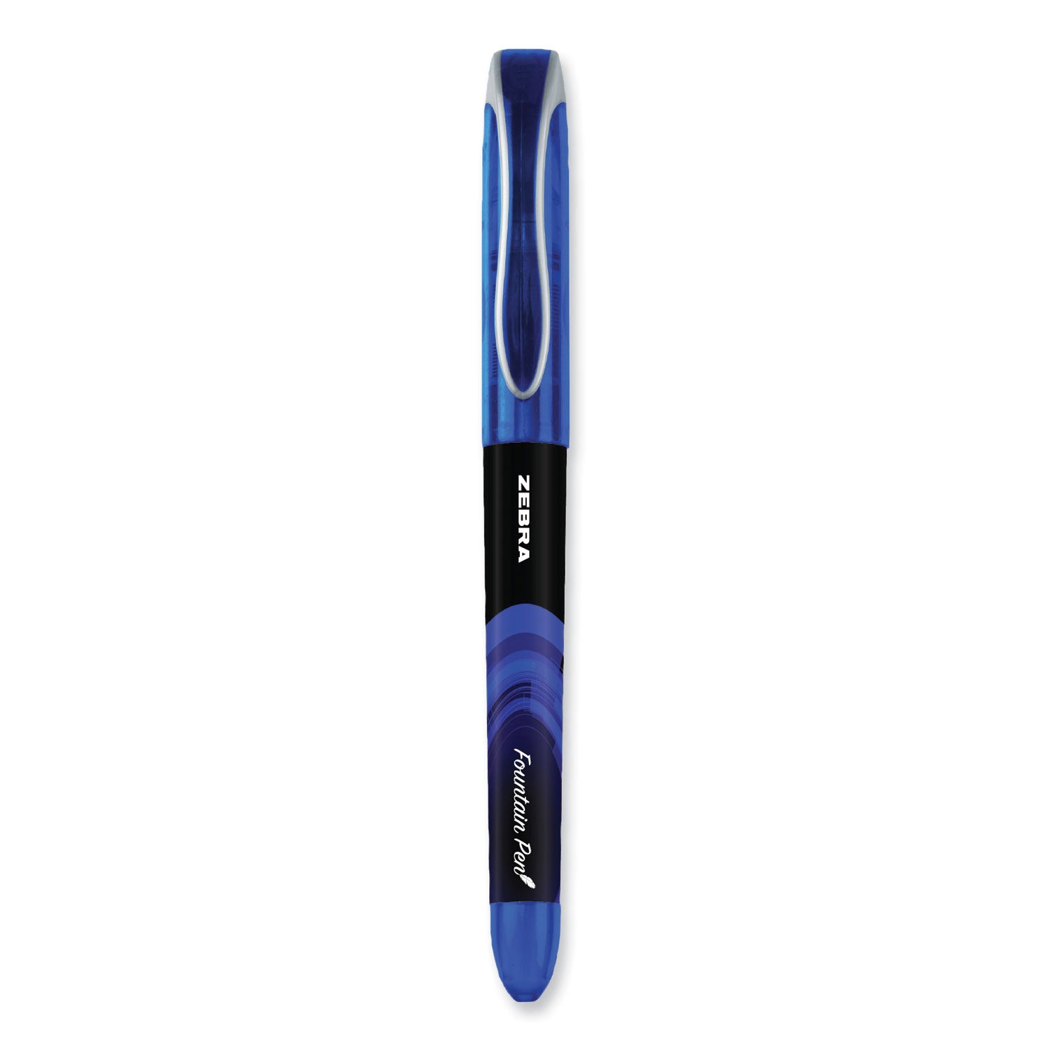 Zebra Fountain Pen, Fine 0.6 mm, Blue Ink, Black/Blue Barrel, 12/Pack (48320)