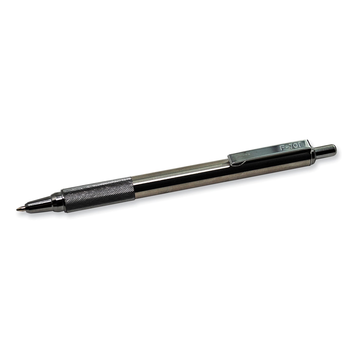 Zebra F-701 Ballpoint Pen, Retractable, Fine 0.7 mm, Black Ink, Stainless Steel/Black Barrel (29411)