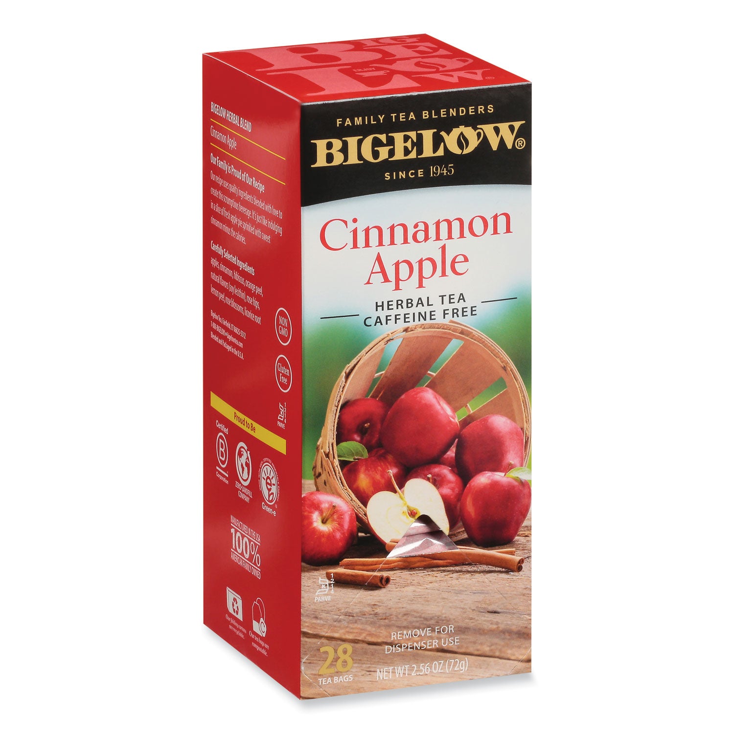 Bigelow Apple Cinnamon Herbal Tea, 0.09 Tea Bag, 28/Box (RCB11397)