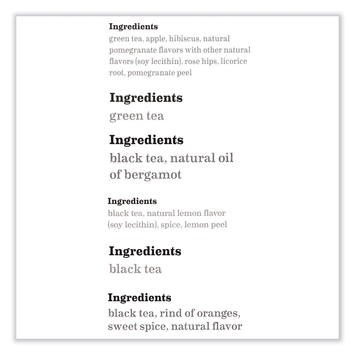 Bigelow Assorted Tea Packs, Six Flavors, 28/Box, 168/Carton (15577)