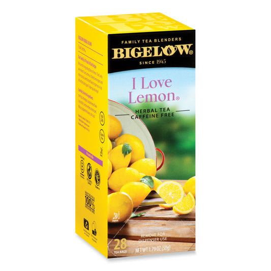 Bigelow I Love Lemon Herbal Tea, 0.06 oz Tea Bag, 28/Box (RCB003991)