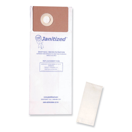 Janitized Vacuum Filter Bags Designed to Fit Advance VU500/Triple S Triumph, 100/Carton (ADVU500210)