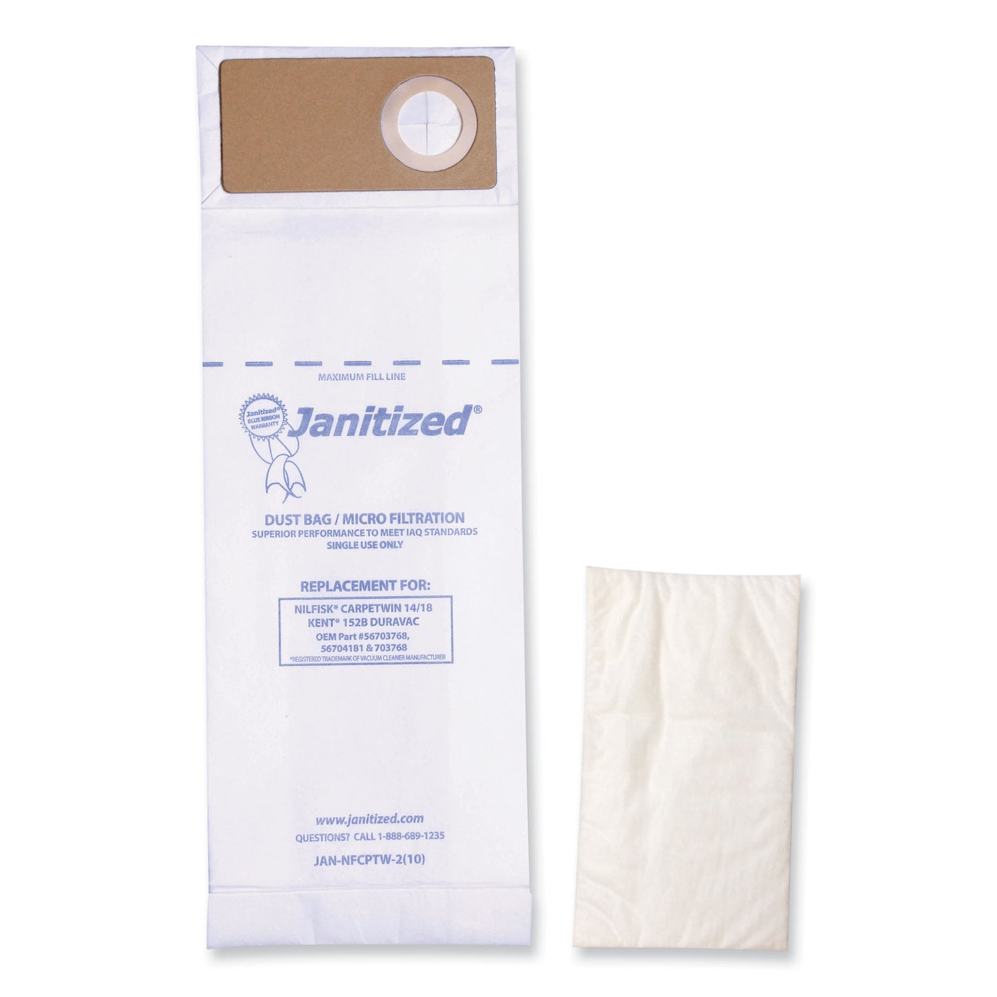 Janitized Vacuum Filter Bags Designed to Fit Advance Spectrum CarpetMaster, 100/Carton (JANADVSPEC21)