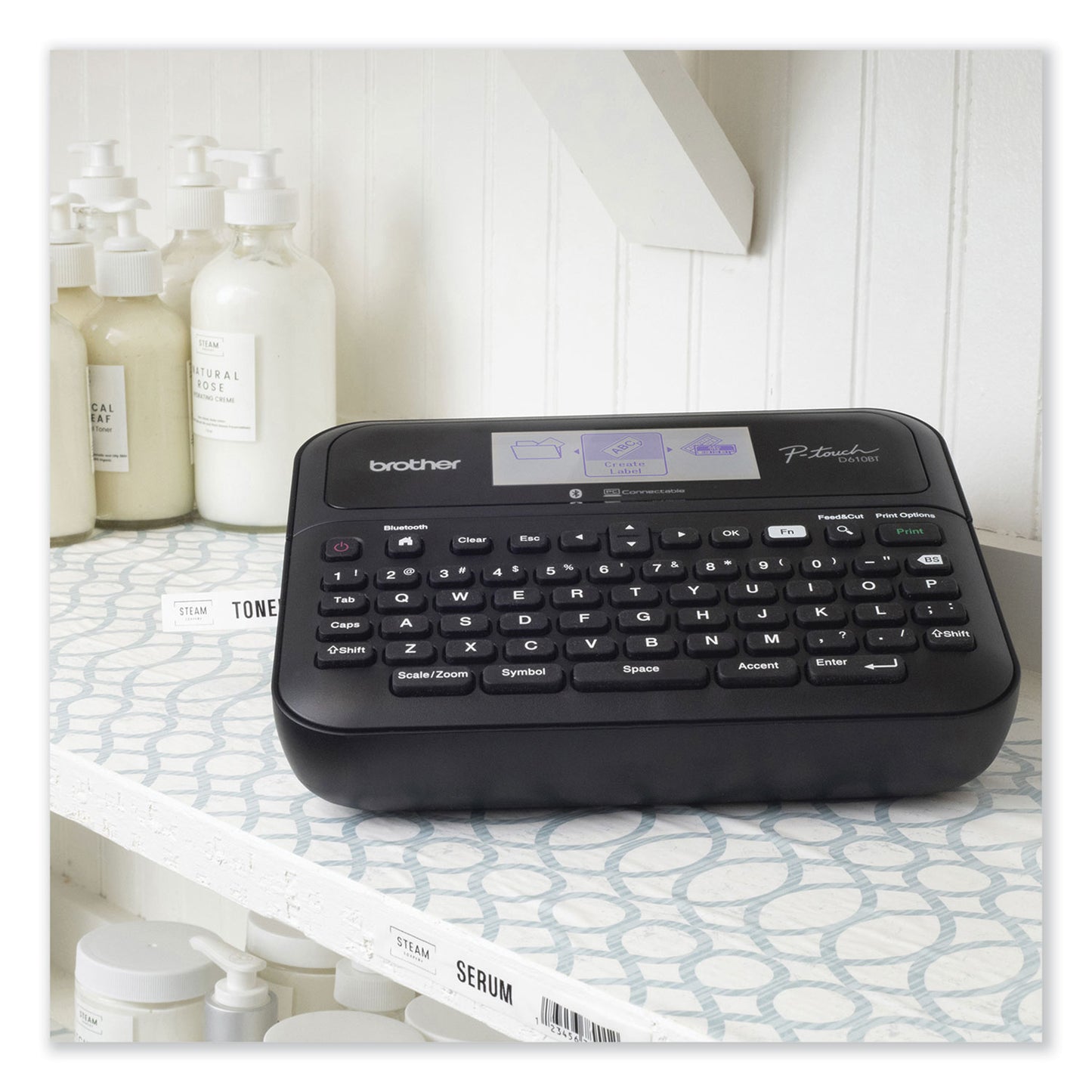 Brother D-610BTVP Connected Label Maker with Color Display, 30 mm/s Print Speed, 14.2 x 6 x 13.3 (PTD610BTVP)