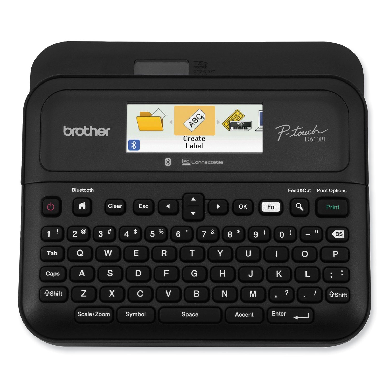 Brother D-610BTVP Connected Label Maker with Color Display, 30 mm/s Print Speed, 14.2 x 6 x 13.3 (PTD610BTVP)