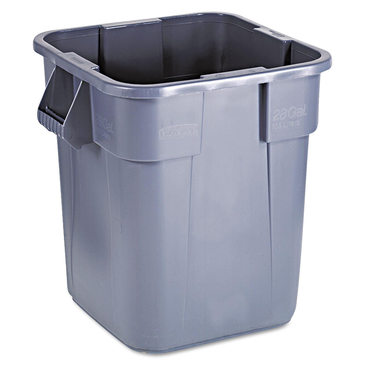 Rubbermaid Commercial Square Brute Container, 28 gal, Polyethylene, Gray (352600GY)