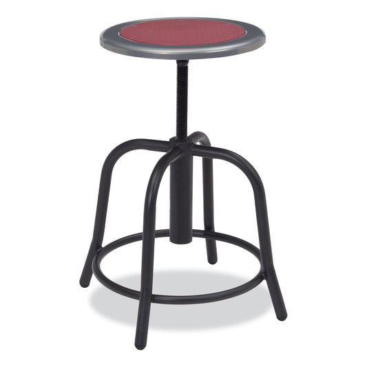 NPS 6800 Series Height Adjustable Metal Seat Stool, Supports Up to 300 lb, 18" to 24" Seat Height, Burgundy Seat, Black Base (681810)