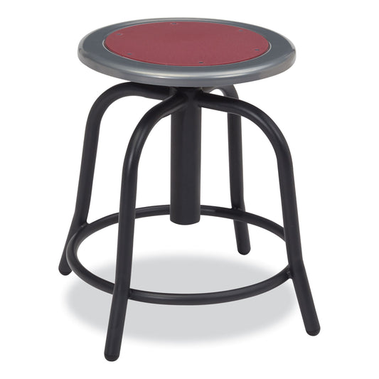 NPS 6800 Series Height Adjustable Metal Seat Stool, Supports Up to 300 lb, 18" to 24" Seat Height, Burgundy Seat, Black Base (681810)