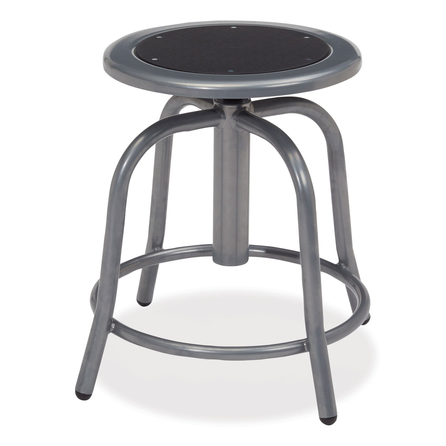 NPS 6800 Series Height Adjustable Metal Seat Swivel Stool, Supports Up to 300 lb, 18" to 24" Seat Height, Black Seat, Gray Base (681002)