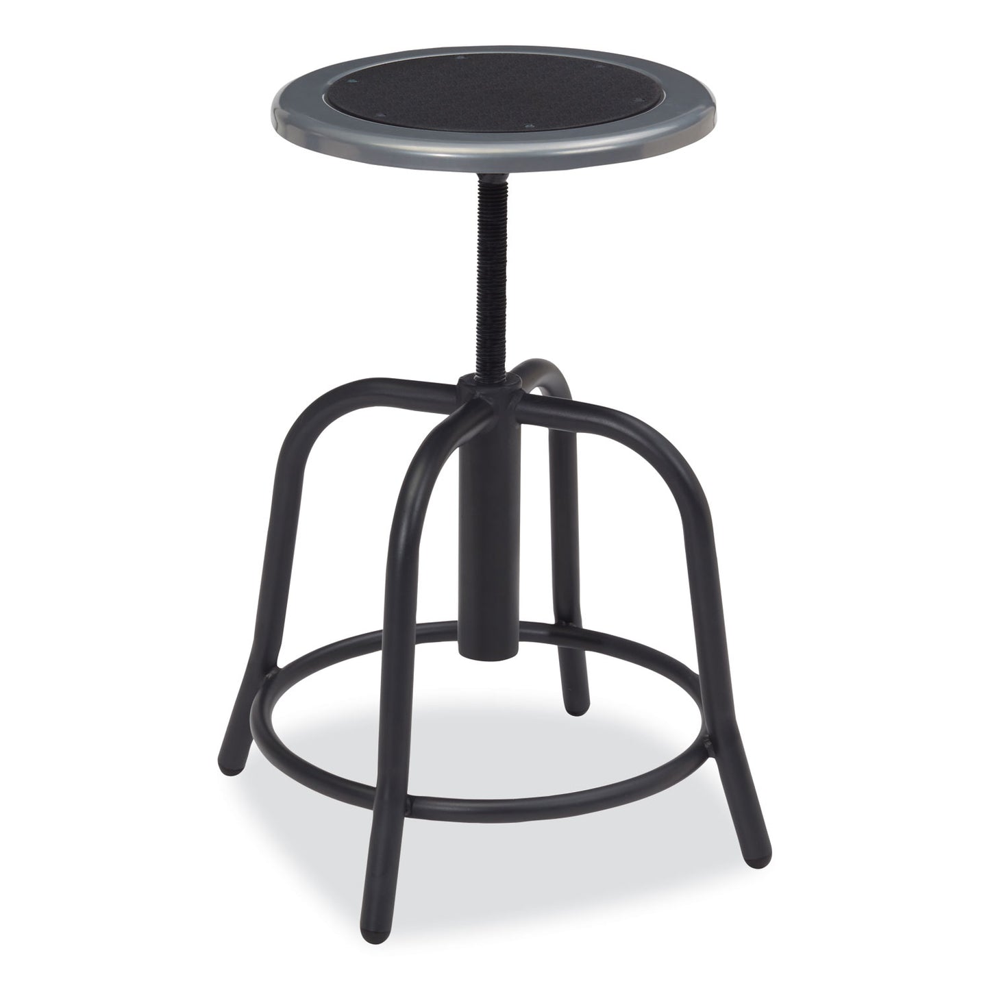 NPS 6800 Series Height Adjustable Metal Seat Swivel Stool, Supports Up to 300 lb, 18" to 24" Seat Height, Black Seat/Base (681010)