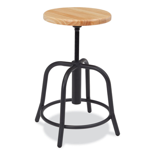 NPS 6800 Series Height Adjustable Wood Seat Swivel Stool, Supports Up to 300 lb, 19" to 25" Seat Height, Maple Seat/Black Base (6800W10)