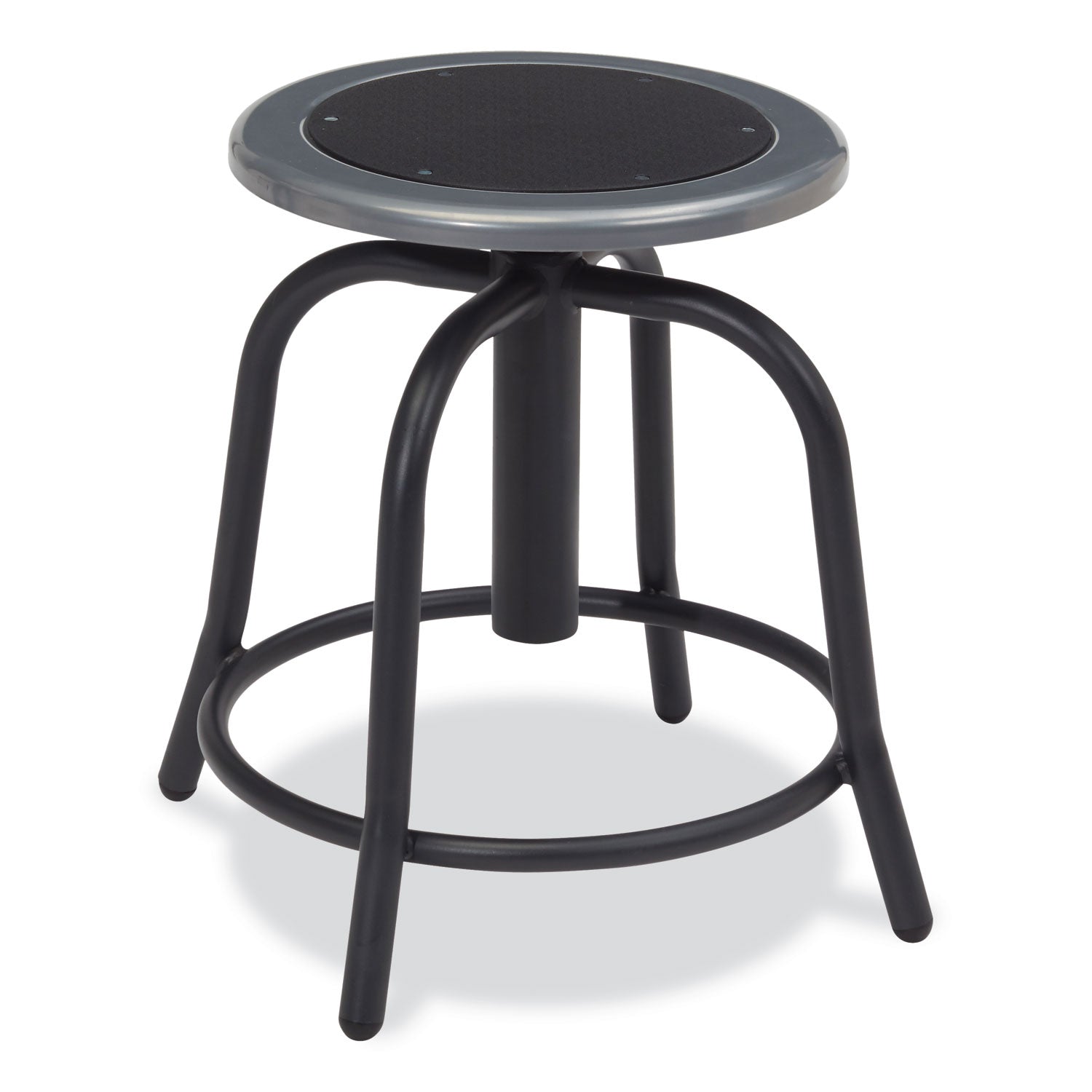 NPS 6800 Series Height Adjustable Metal Seat Swivel Stool, Supports Up to 300 lb, 18" to 24" Seat Height, Black Seat/Base (681010)