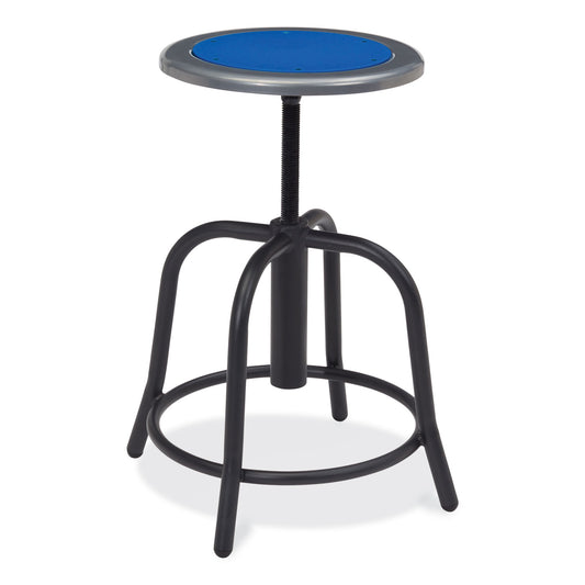 NPS 6800 Series Height Adjustable Metal Seat Stool, Supports Up to 300 lb, 18" to 24" Seat Height, Persian Blue Seat/Black Base (682510)