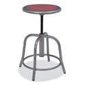 NPS 6800 Series Height Adjustable Metal Seat Swivel Stool, Supports Up to 300 lb, 18" to 24" Seat Height, Burgundy Seat/Gray Base (681802)