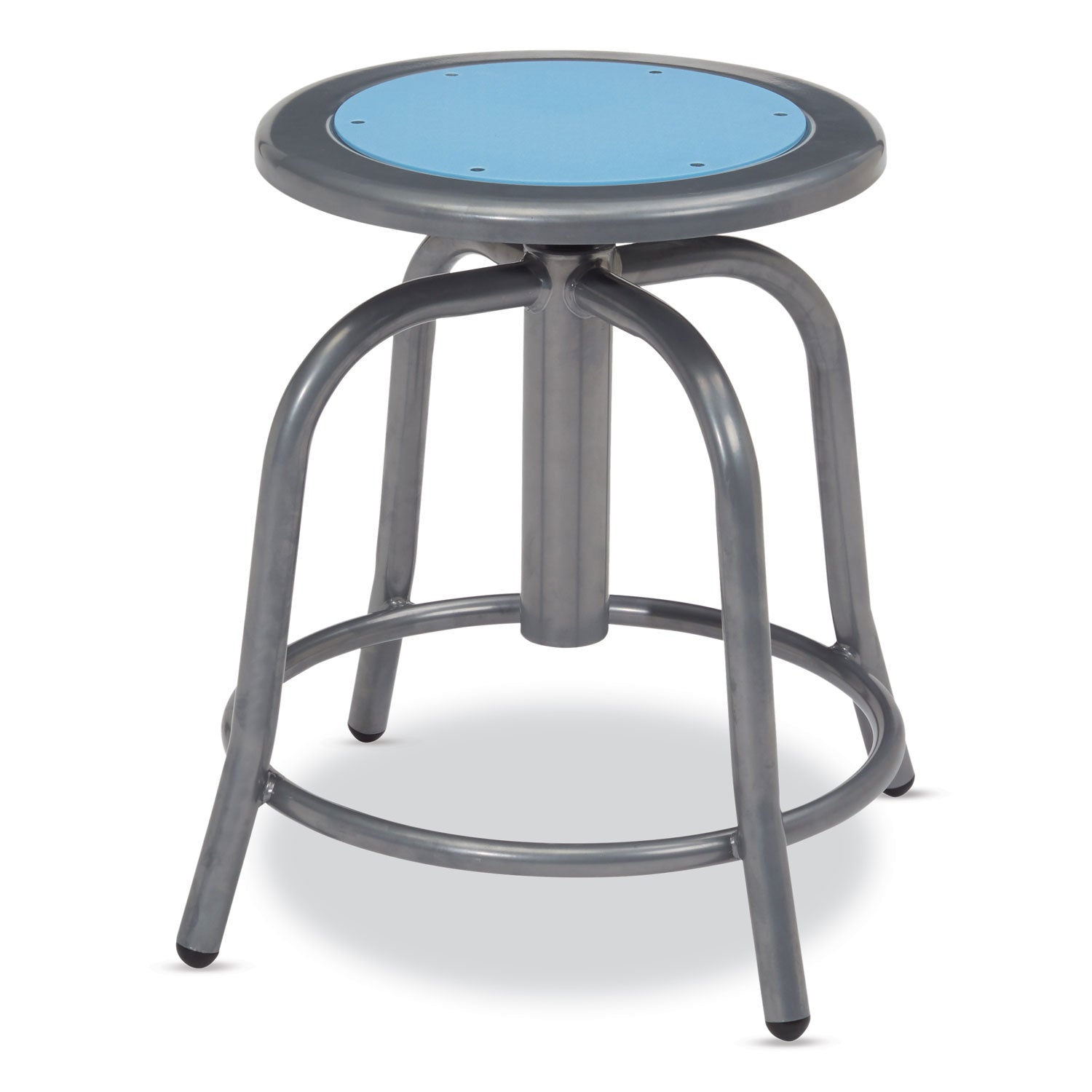 NPS 6800 Series Height Adjustable Metal Seat Stool, Supports Up to 300 lb, 18" to 24" Seat Height, Blueberry Seat, Gray Base (680502)