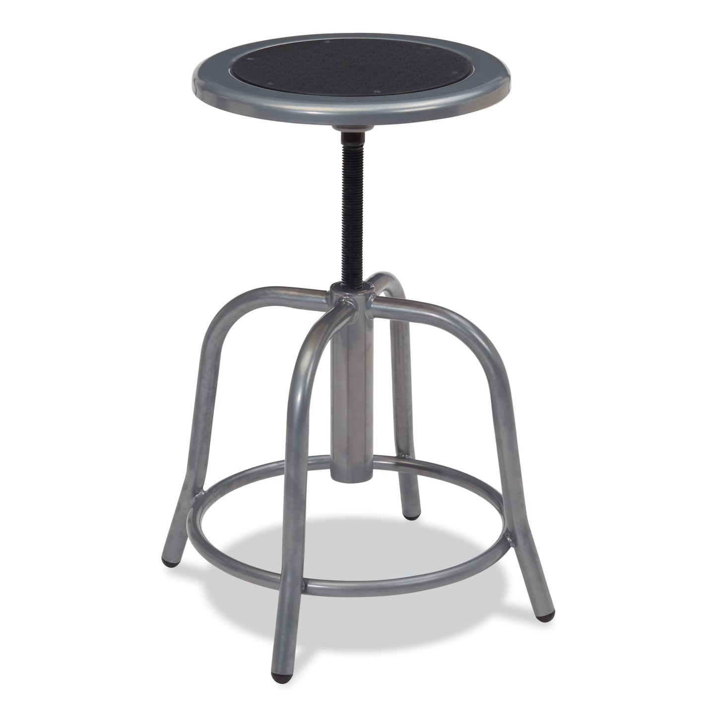 NPS 6800 Series Height Adjustable Metal Seat Swivel Stool, Supports Up to 300 lb, 18" to 24" Seat Height, Black Seat, Gray Base (681002)