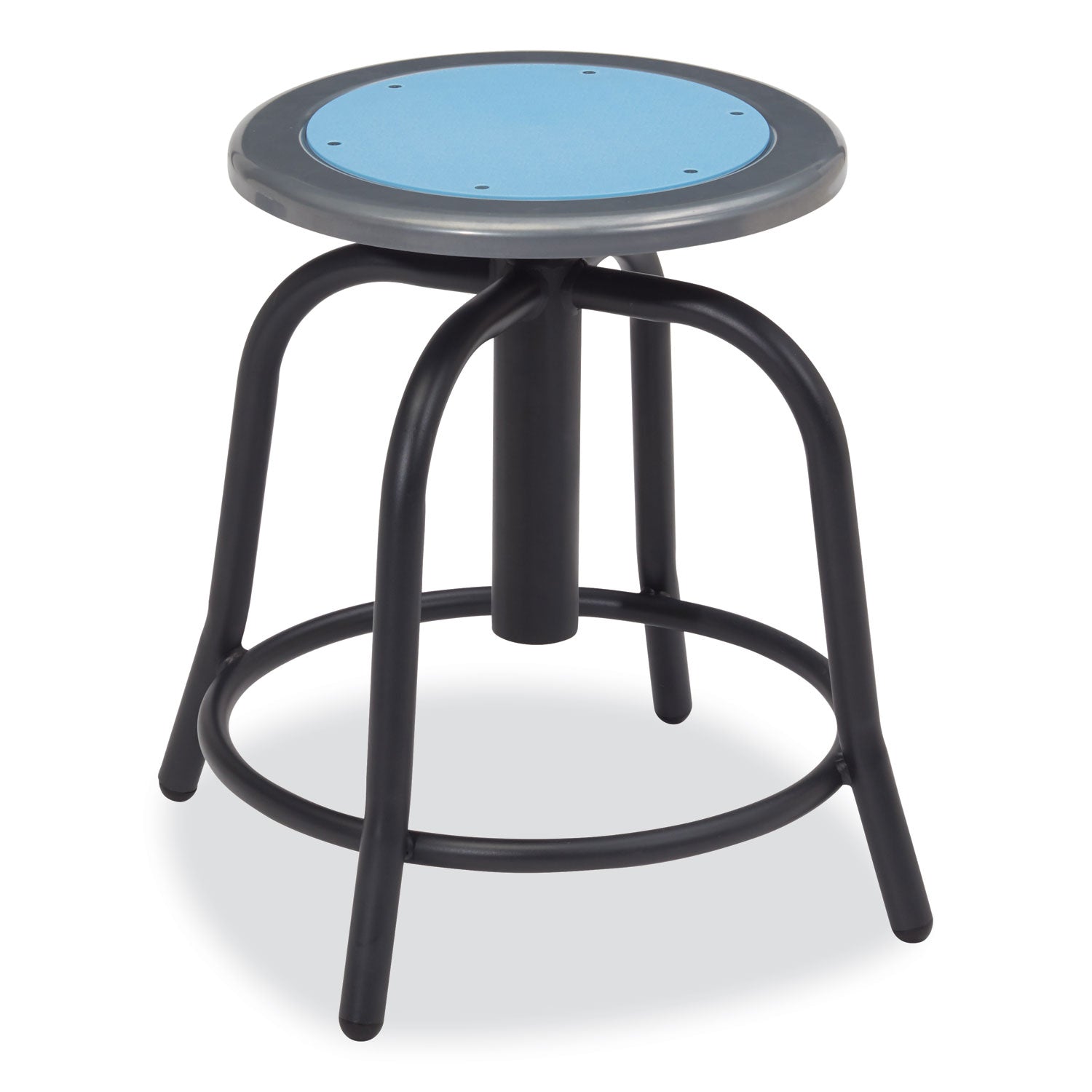 NPS 6800 Series Height Adjustable Metal Seat Stool, Supports Up to 300 lb, 18" to 24" Seat Height, Blueberry Seat/Black Base (680510)