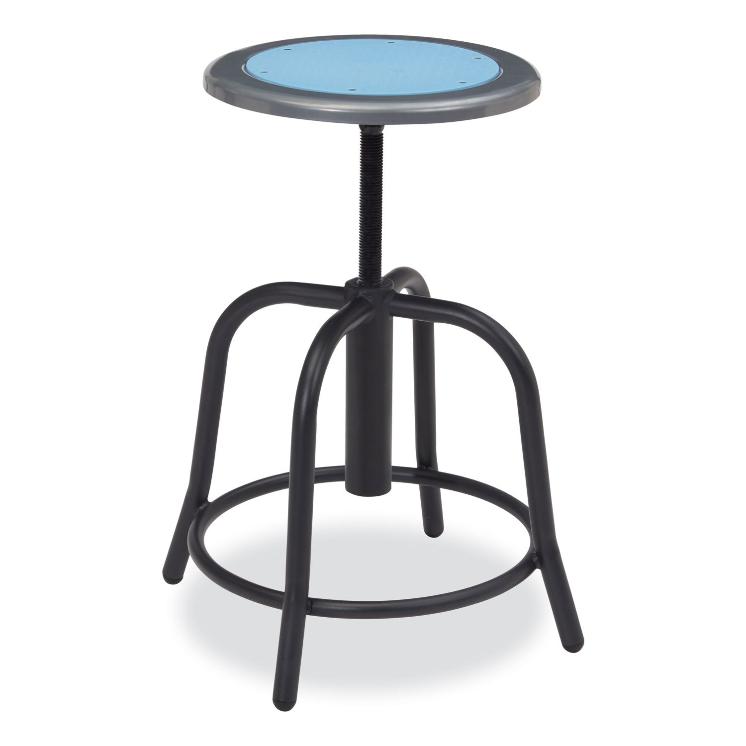 NPS 6800 Series Height Adjustable Metal Seat Stool, Supports Up to 300 lb, 18" to 24" Seat Height, Blueberry Seat/Black Base (680510)