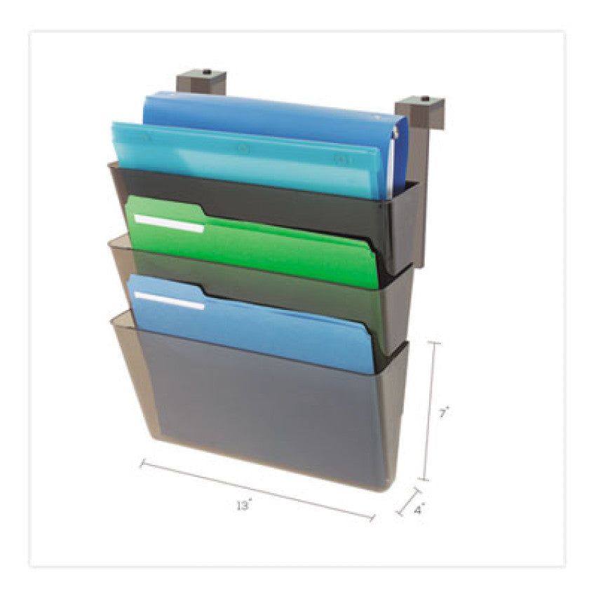 DocuPocket Three-Pocket File Partition Set, 3 Sections, Letter Size, 13" x 7" x 20", Smoke, 3/Set