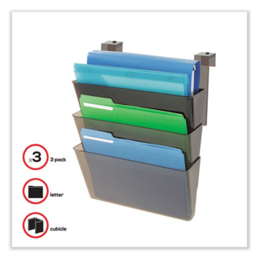 DocuPocket Three-Pocket File Partition Set, 3 Sections, Letter Size, 13" x 7" x 20", Smoke, 3/Set