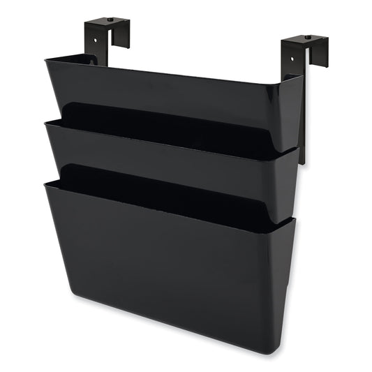 Deflecto DocuPocket Stackable Three-Pocket Partition Wall File, 3 Sections, Letter Size, 13" x 4", Black (73504)