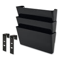 Deflecto DocuPocket Stackable Three-Pocket Partition Wall File, 3 Sections, Letter Size, 13" x 4", Black (73504)