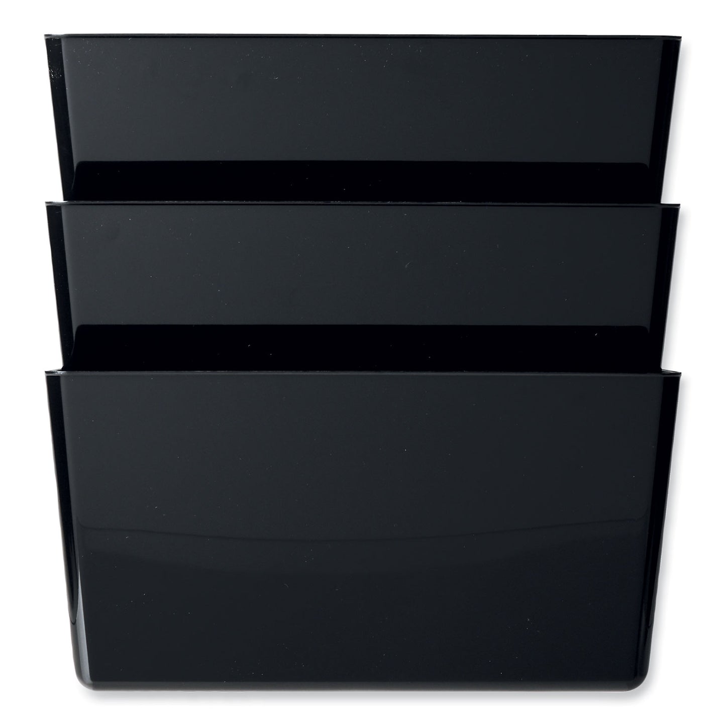 Deflecto DocuPocket Stackable Three-Pocket Partition Wall File, 3 Sections, Letter Size, 13" x 4", Black (73504)