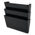 Deflecto DocuPocket Stackable Three-Pocket Partition Wall File, 3 Sections, Letter Size, 13" x 4", Black (73504)