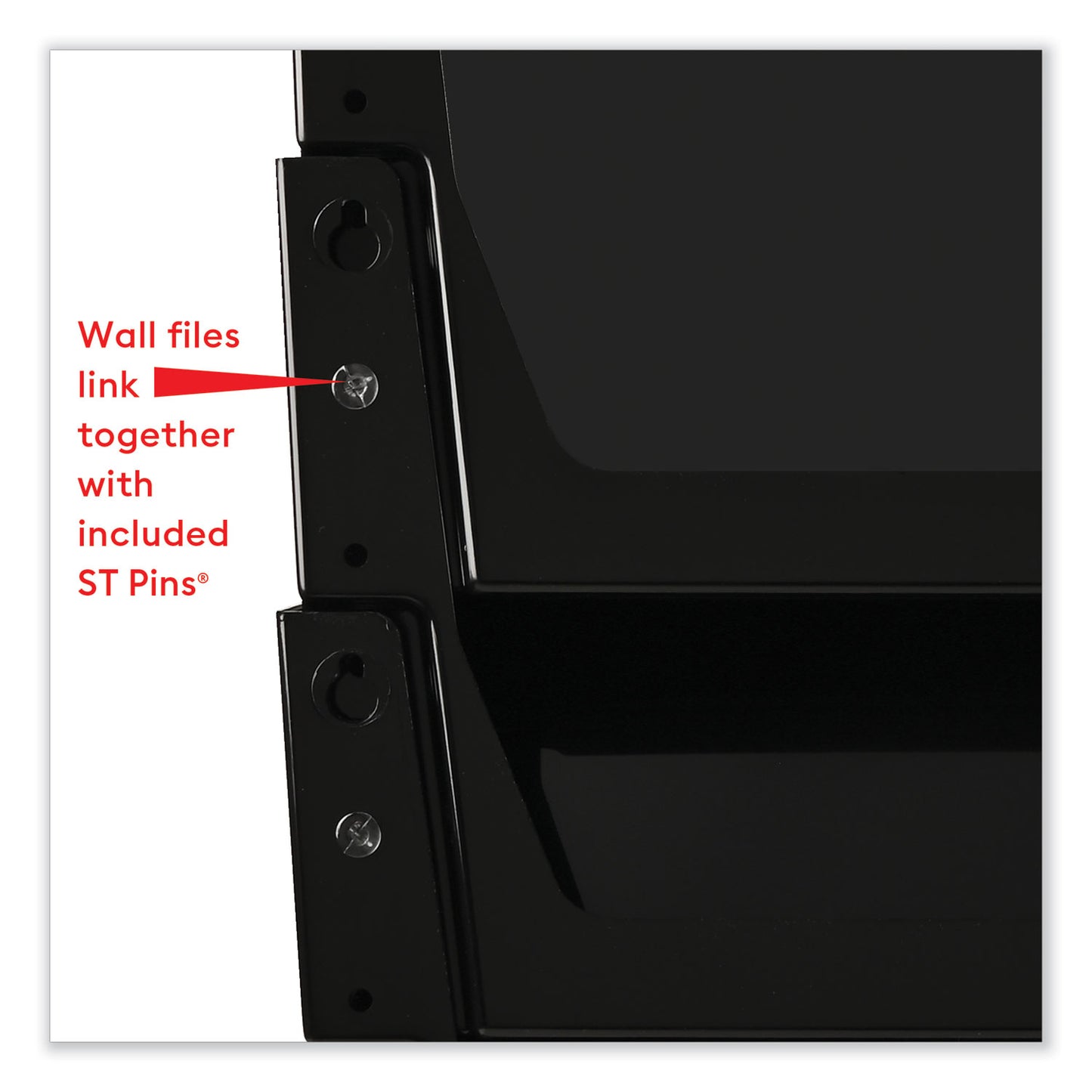 Deflecto DocuPocket Stackable Three-Pocket Partition Wall File, 3 Sections, Letter Size, 13" x 4", Black (73504)