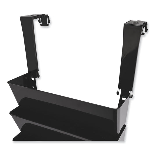 Deflecto Two Break-Resistant Plastic Partition Brackets, For 2.63 to 4.13 Wide Partition Walls, Black, 2/Pack (391404)