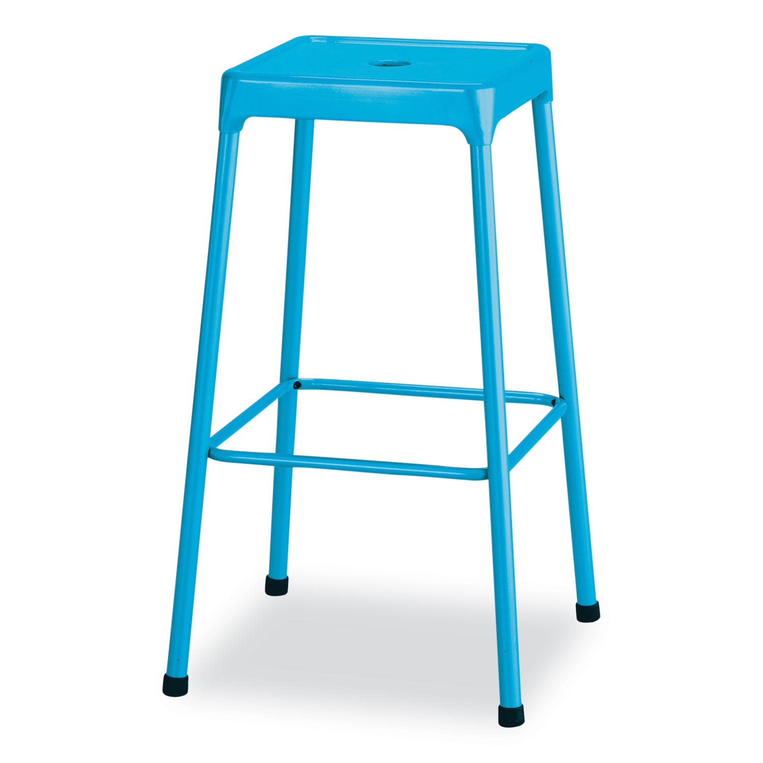 Safco Steel Bar Stool, Backless, Supports Up to 275 lb, 29" Seat Height, Baby Blue Seat, Baby Blue Base (6606BU)