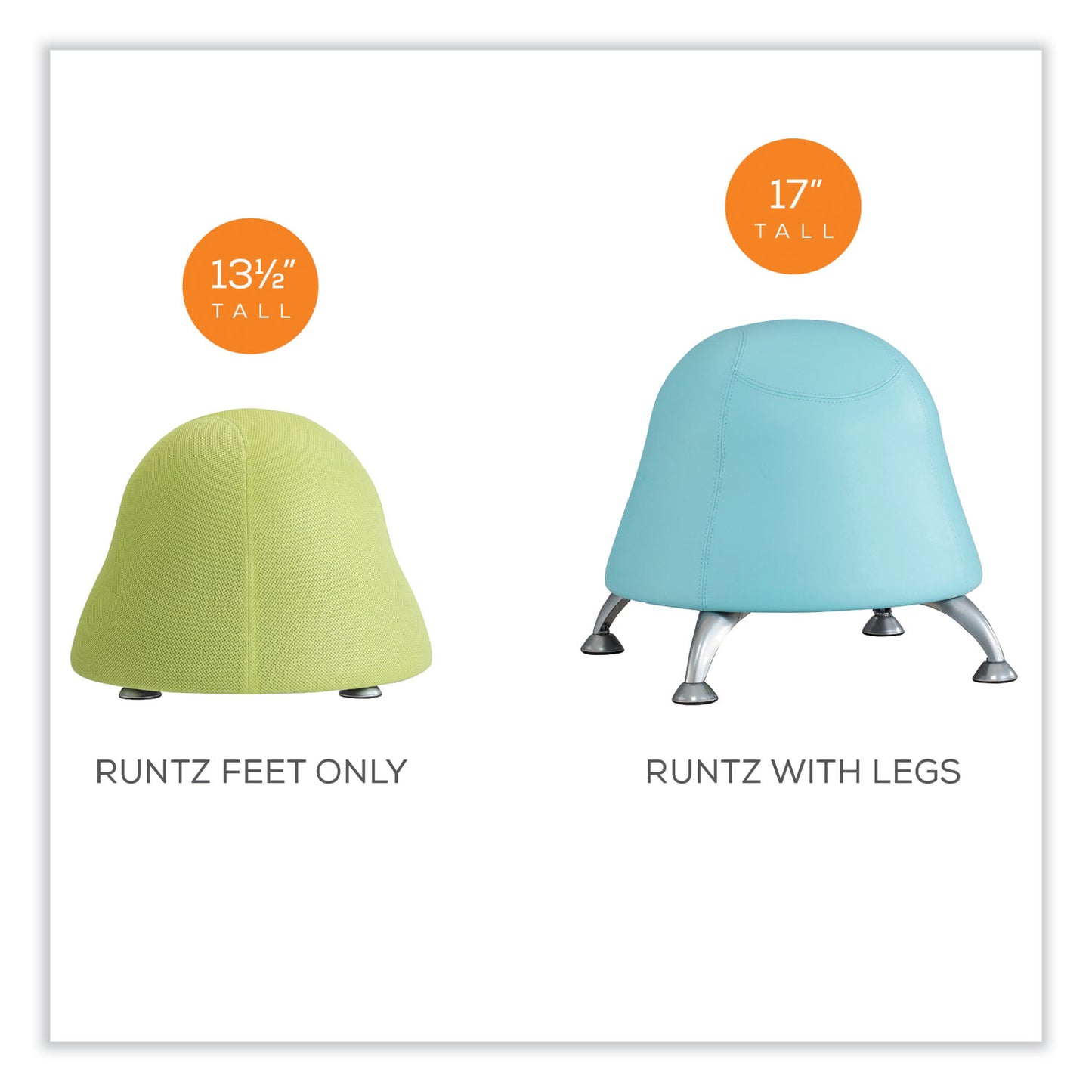 Safco Runtz Ball Chair, Backless, Supports Up to 250 lb, Baby Blue Vinyl Seat, Silver Base (4756BUV)