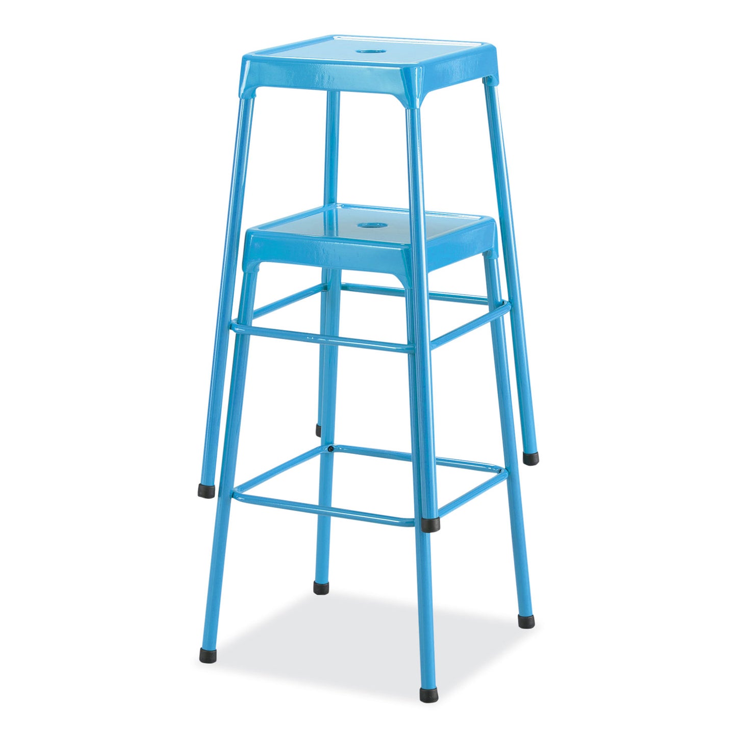 Safco Steel Bar Stool, Backless, Supports Up to 275 lb, 29" Seat Height, Baby Blue Seat, Baby Blue Base (6606BU)