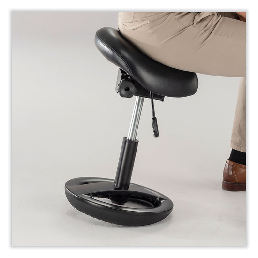 Safco Twixt Sitting-Height Saddle Seat Stool, Backless, Supports Up to 300 lb, 19" to 24" Seat Height, Black Seat, Black Base (3005BV)