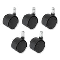 Safco Task Master Carpet Casters, 2" Wheel, Black, 5/Set (5131)